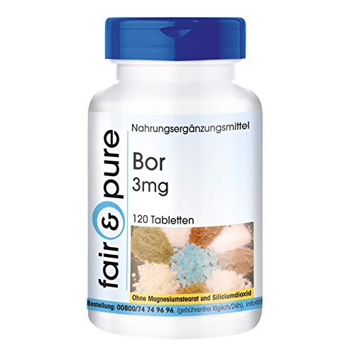 Bor Tabletten 3mg (Boron) als Natriumtetraborat - vegan - Spurenelement - ohne Magnesiumstearat - 120 Tabletten